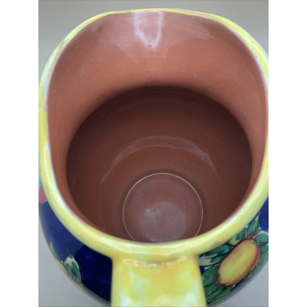 Vintage Maxcera Tropical Parrot Hand Painted Majolica-Style Water‎ Pitcher
